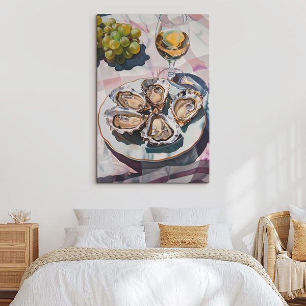 A plate of oysters and a glass of wine A plate of oysters and a glass of wine