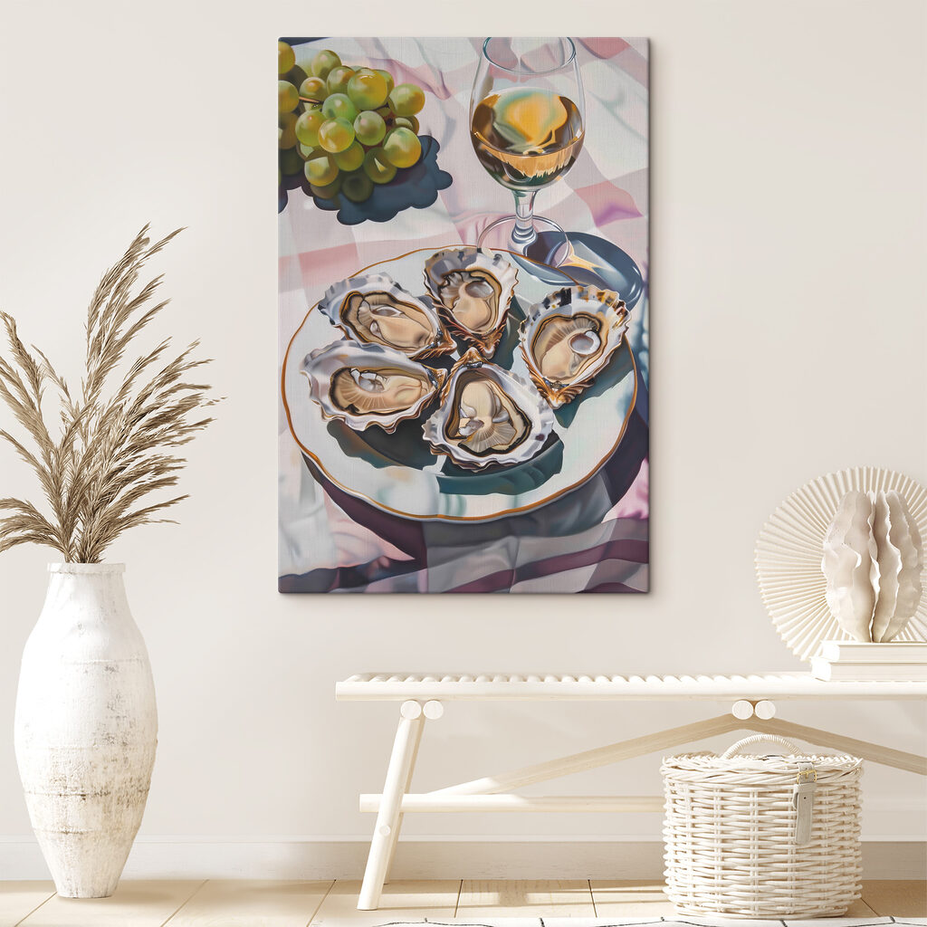A plate of oysters and a glass of wine A plate of oysters and a glass of wine