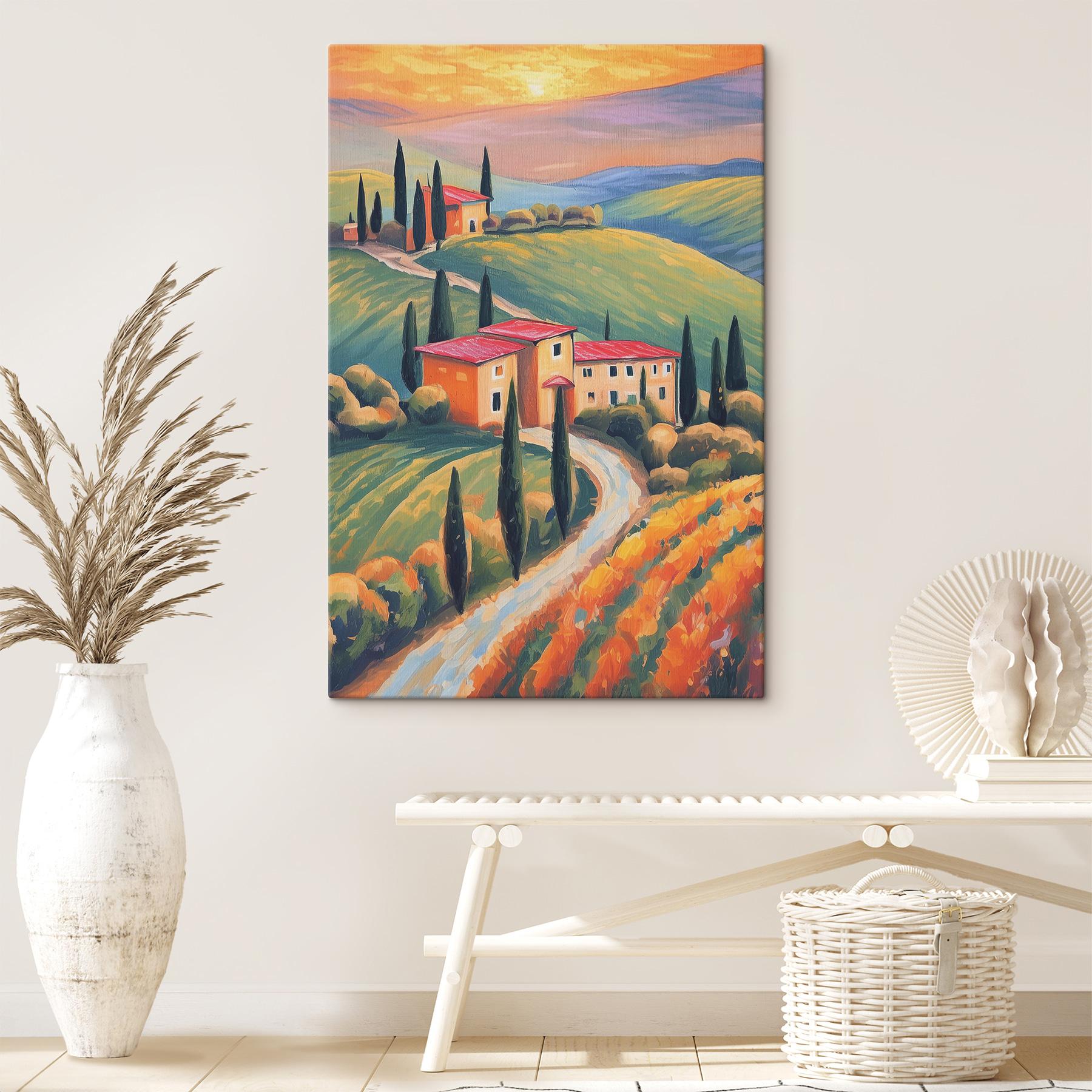 A painting of a house on a hill A painting of a house on a hill