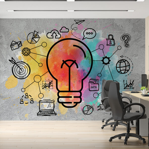 Una lampadina con uno sfondo colorato Una lampadina con uno sfondo colorato
