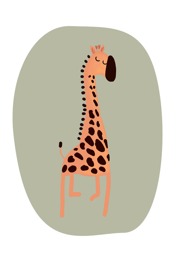 A giraffe with a black nose