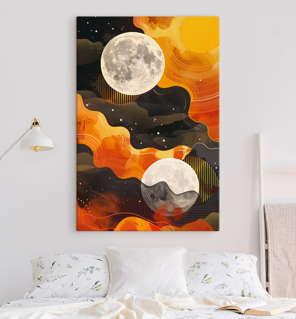 A moon and clouds in the sky