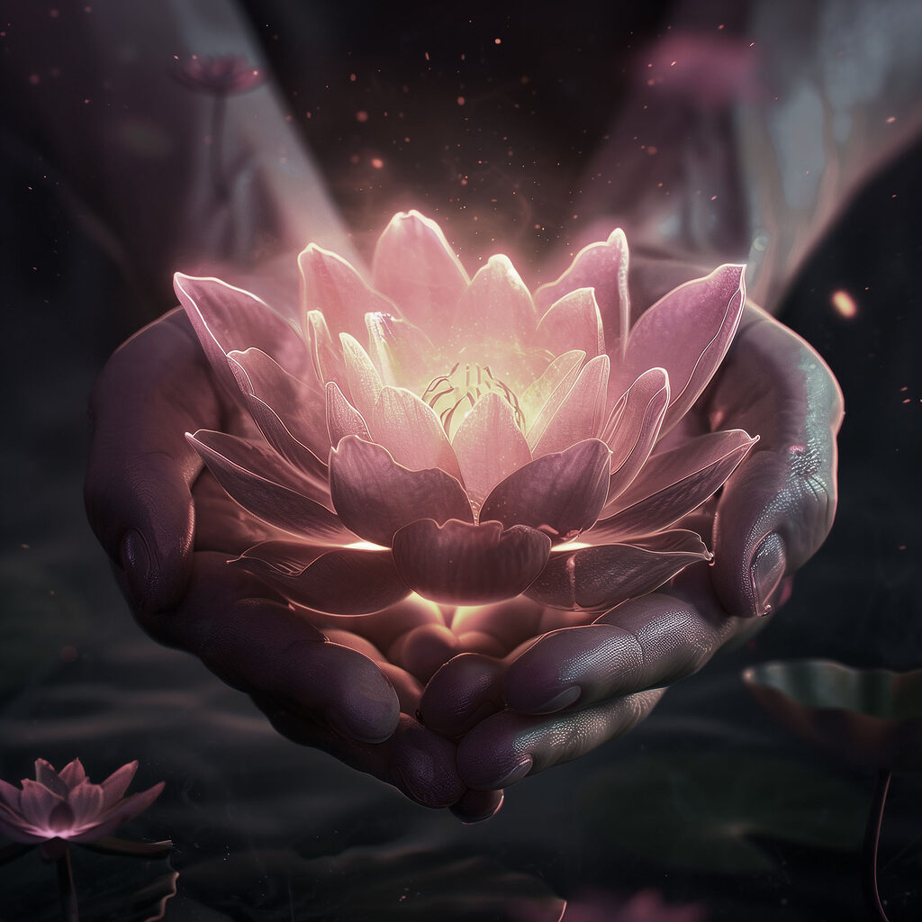 A person holding a flower