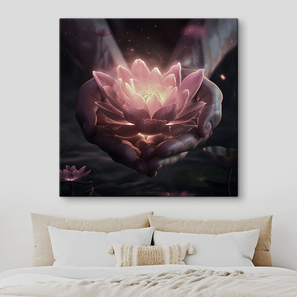 A person holding a flower