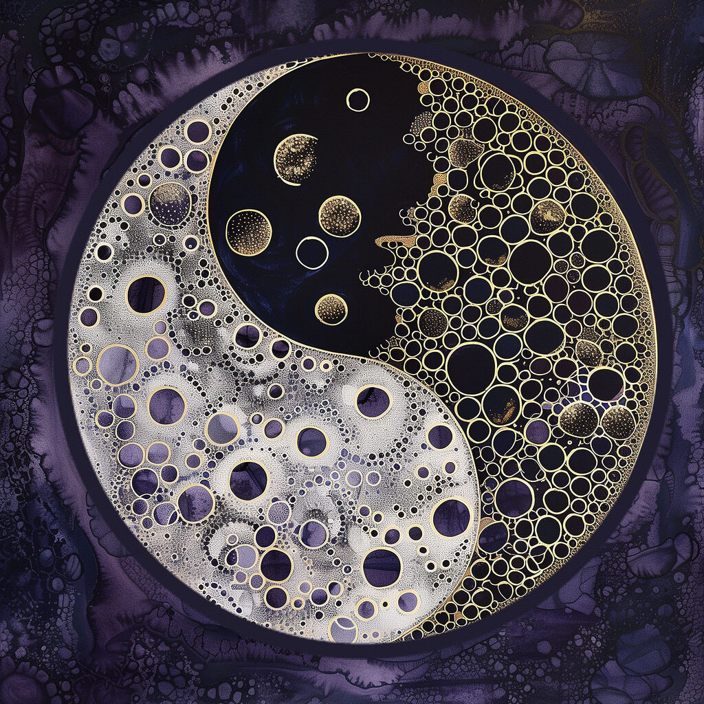 A yin yang symbol on a purple background A yin yang symbol on a purple background