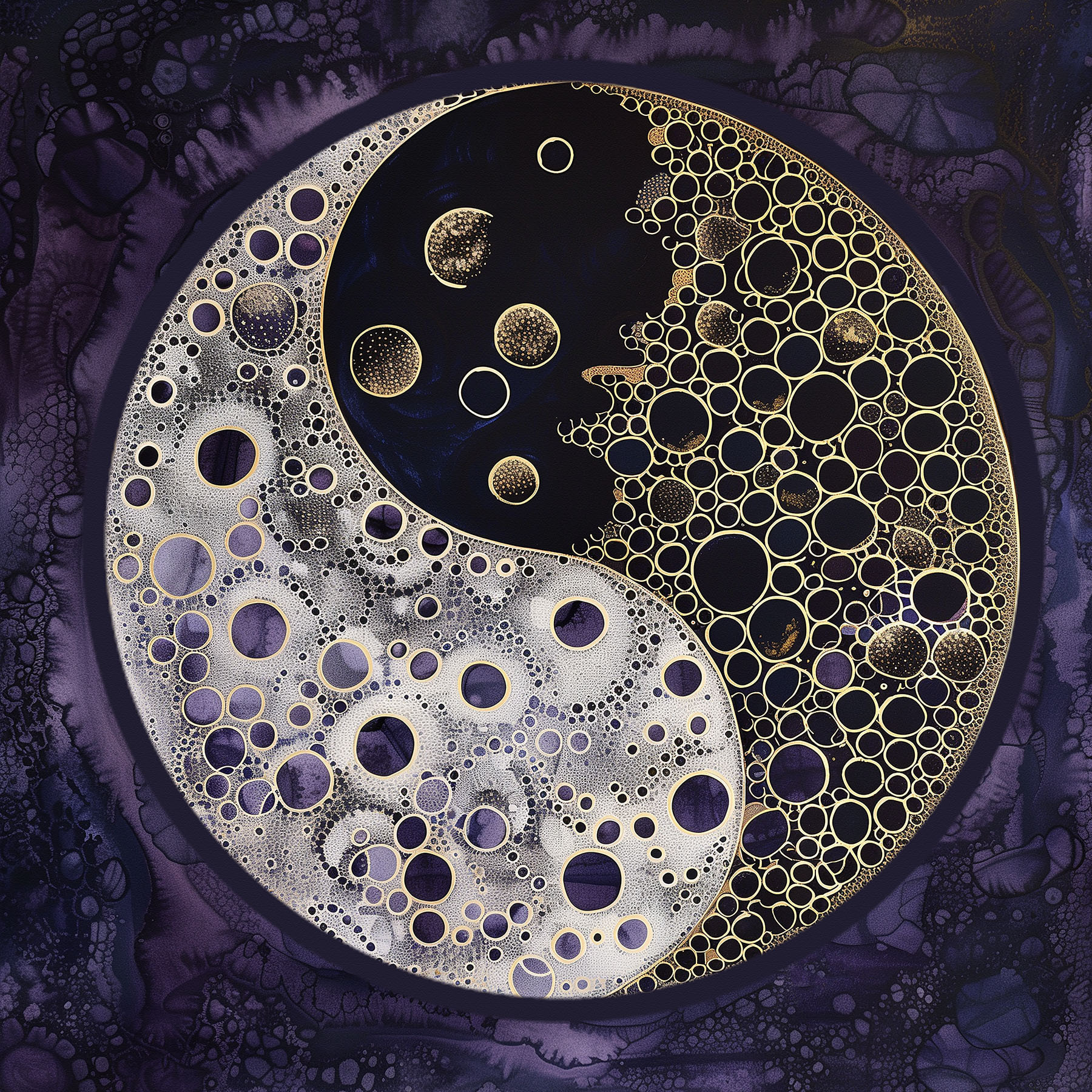 A yin yang symbol on a purple background A yin yang symbol on a purple background