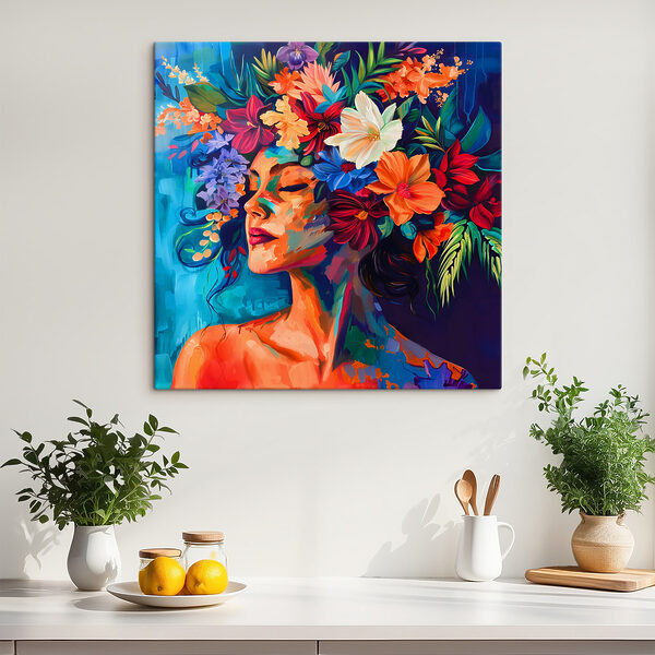 Quadri Quadri Un dipinto raffigurante una donna con dei fiori tra i capelli (COD: s38574)