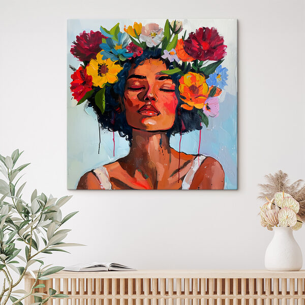 Quadri Quadri Un dipinto raffigurante una donna con dei fiori tra i capelli (COD: s38575)