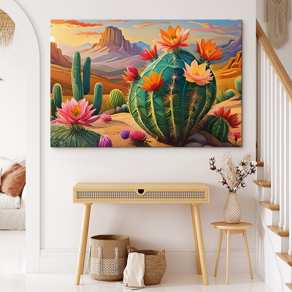 Quadri Quadri Un cactus in fiore nel deserto (COD: s38607)