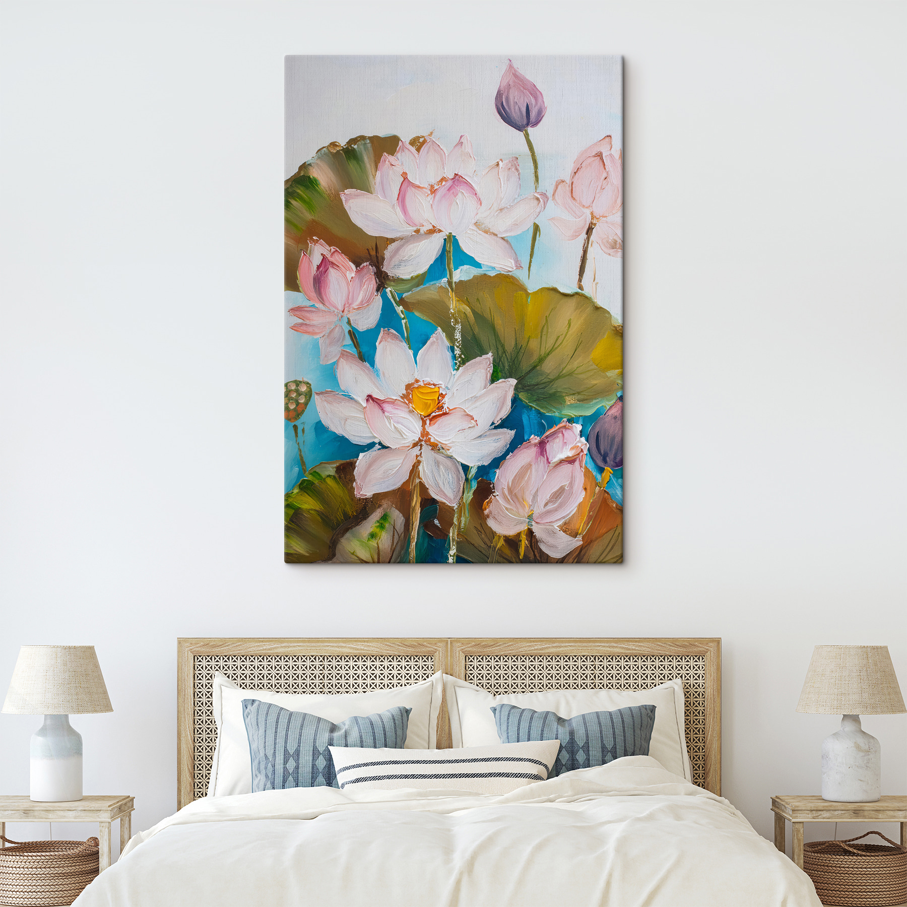 A painting of flowers and leaves