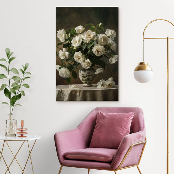 A vase with white flowers