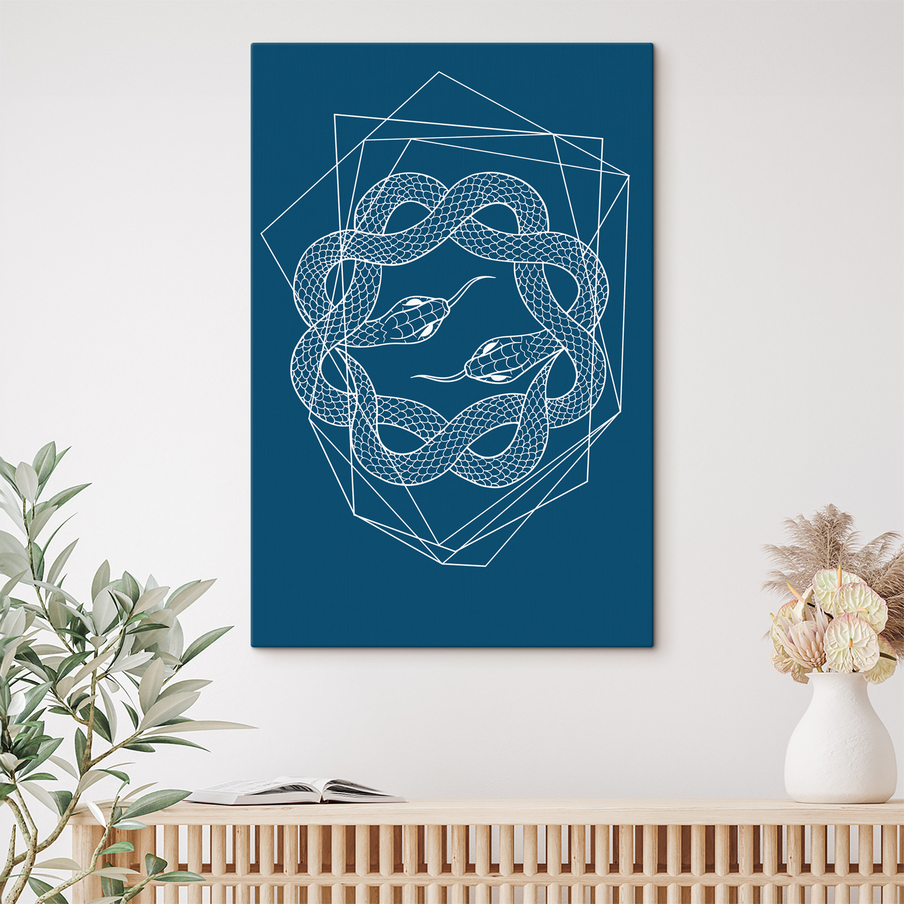 A white snake in a circle