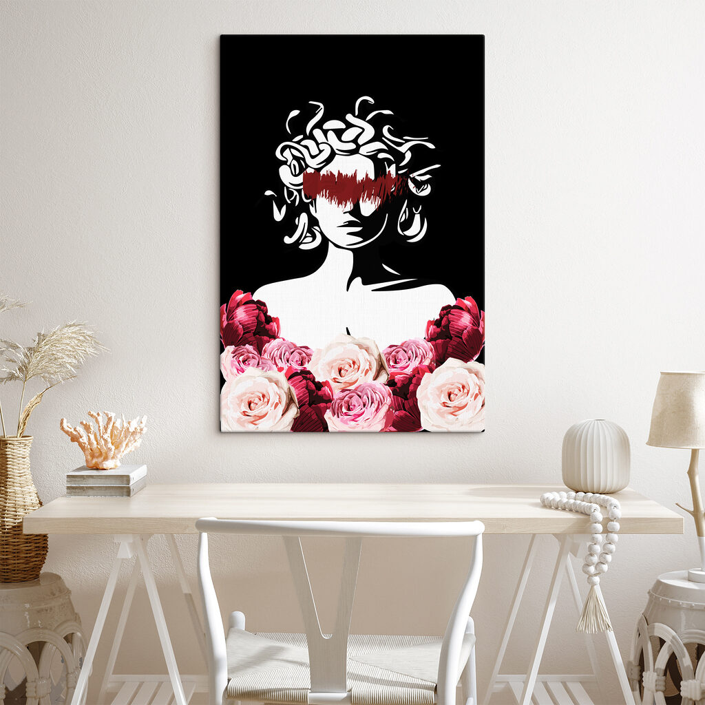 A woman with medusa's hair and flowers A woman with medusa's hair and flowers