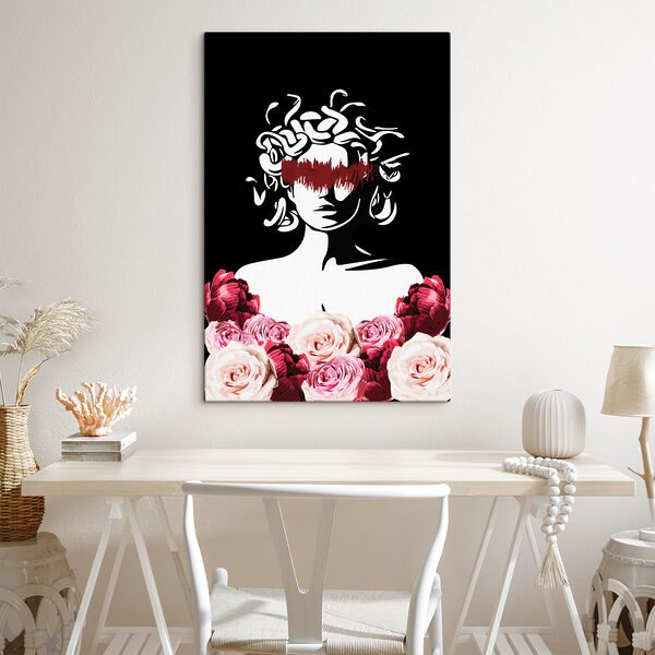 A woman with medusa's hair and flowers A woman with medusa's hair and flowers