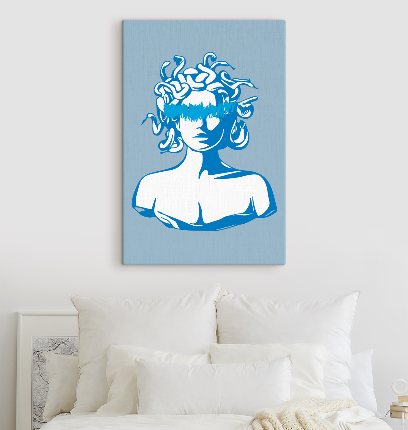 A drawing of a head of a woman with medusa's hair