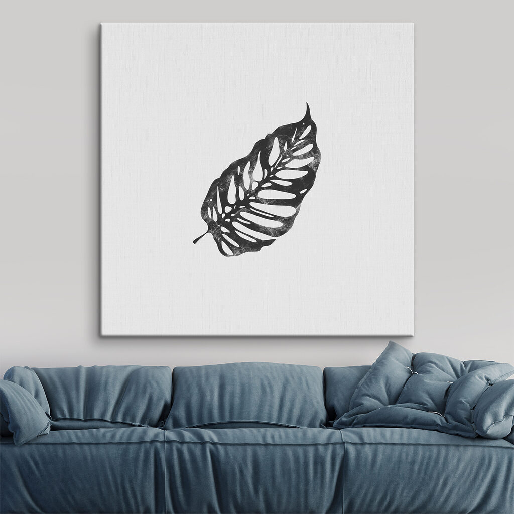 A black leaf on a white background