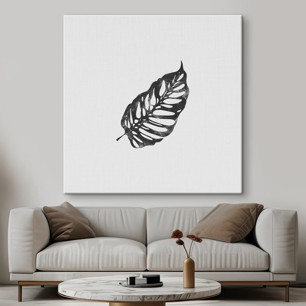 A black leaf on a white background