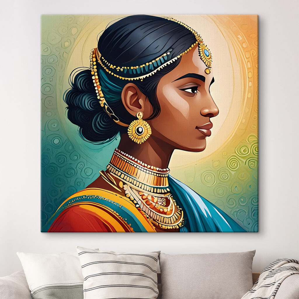 A woman with a necklace and earrings A woman with a necklace and earrings