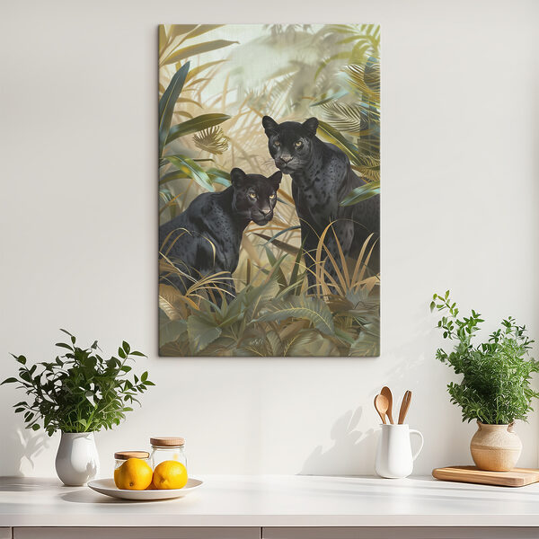 Two black tigers in the jungle Two black tigers in the jungle