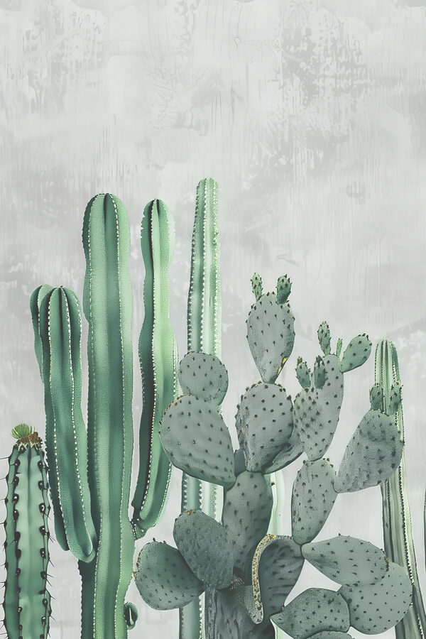 A group of cactuses in a row