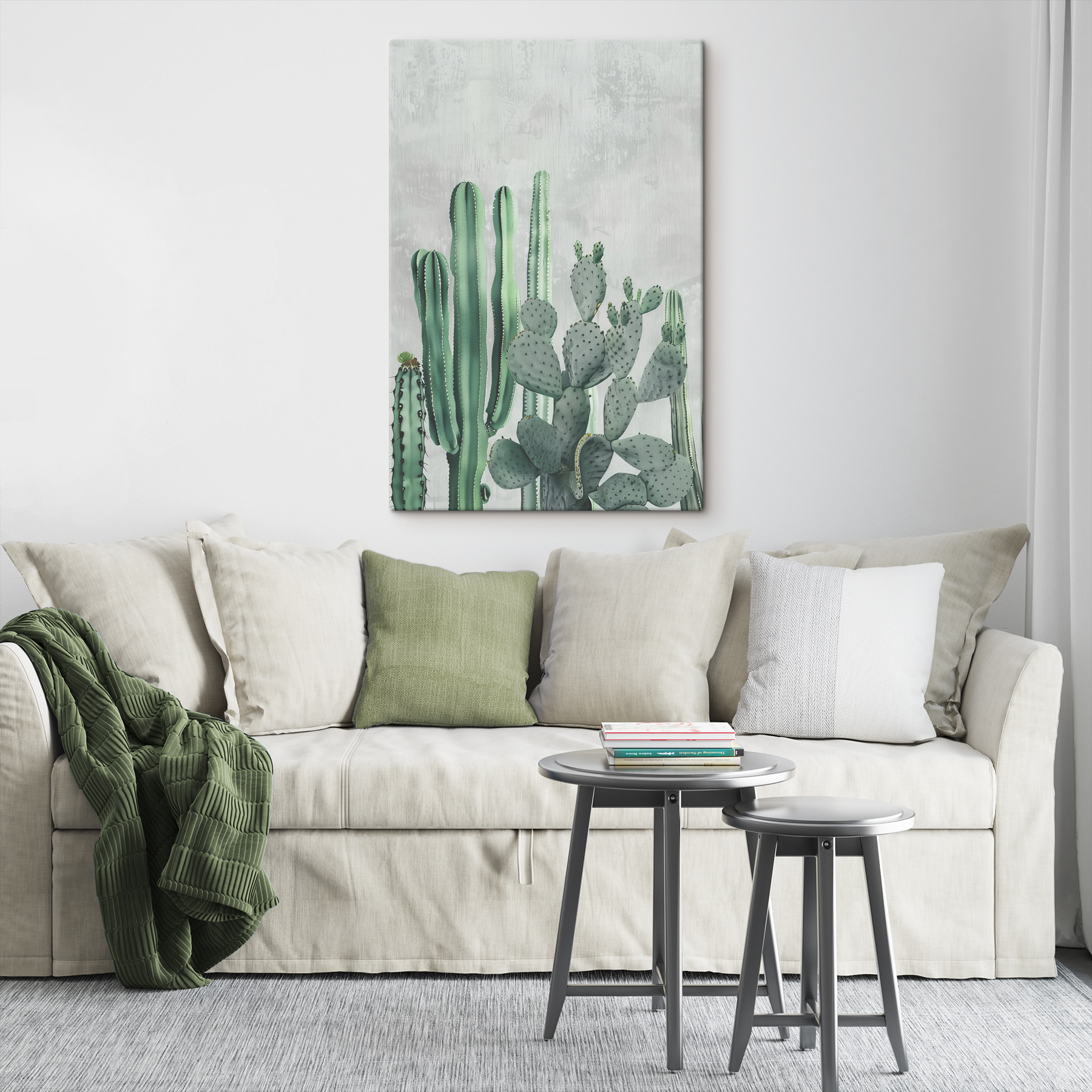 A group of cactuses in a row