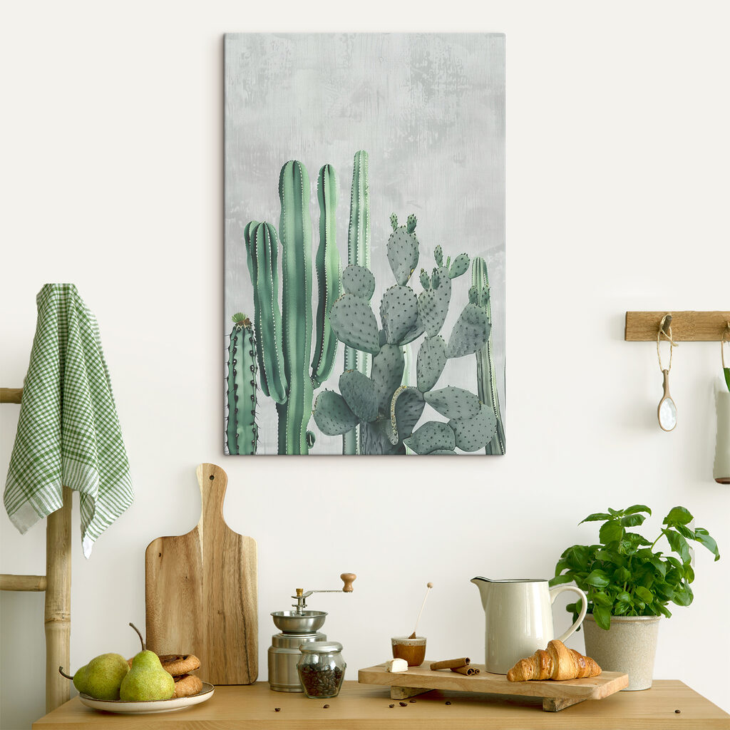 A group of cactuses in a row