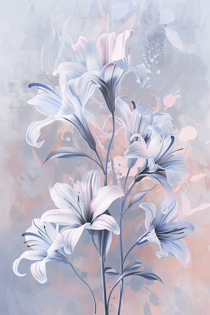 A painting of flowers on a wall A painting of flowers on a wall