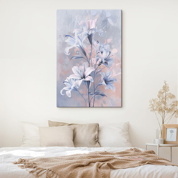 A painting of flowers on a wall A painting of flowers on a wall