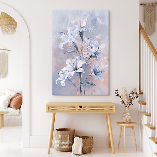 A painting of flowers on a wall A painting of flowers on a wall