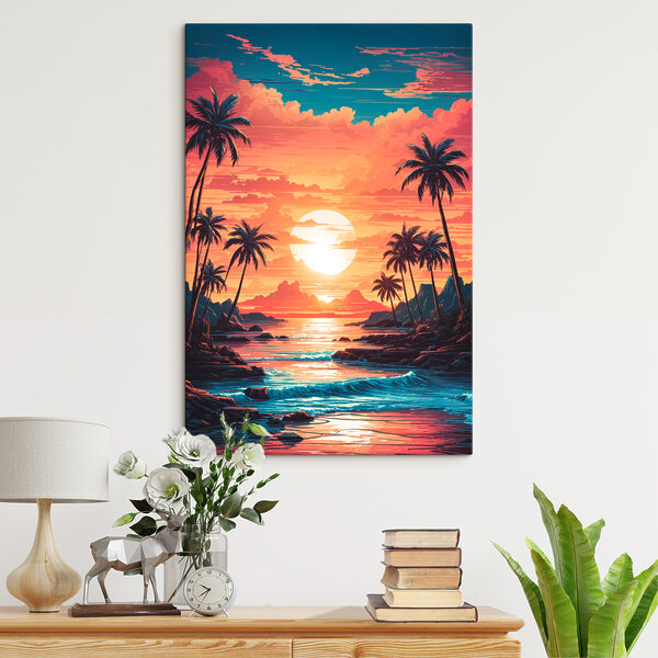 A sunset over a beach A sunset over a beach