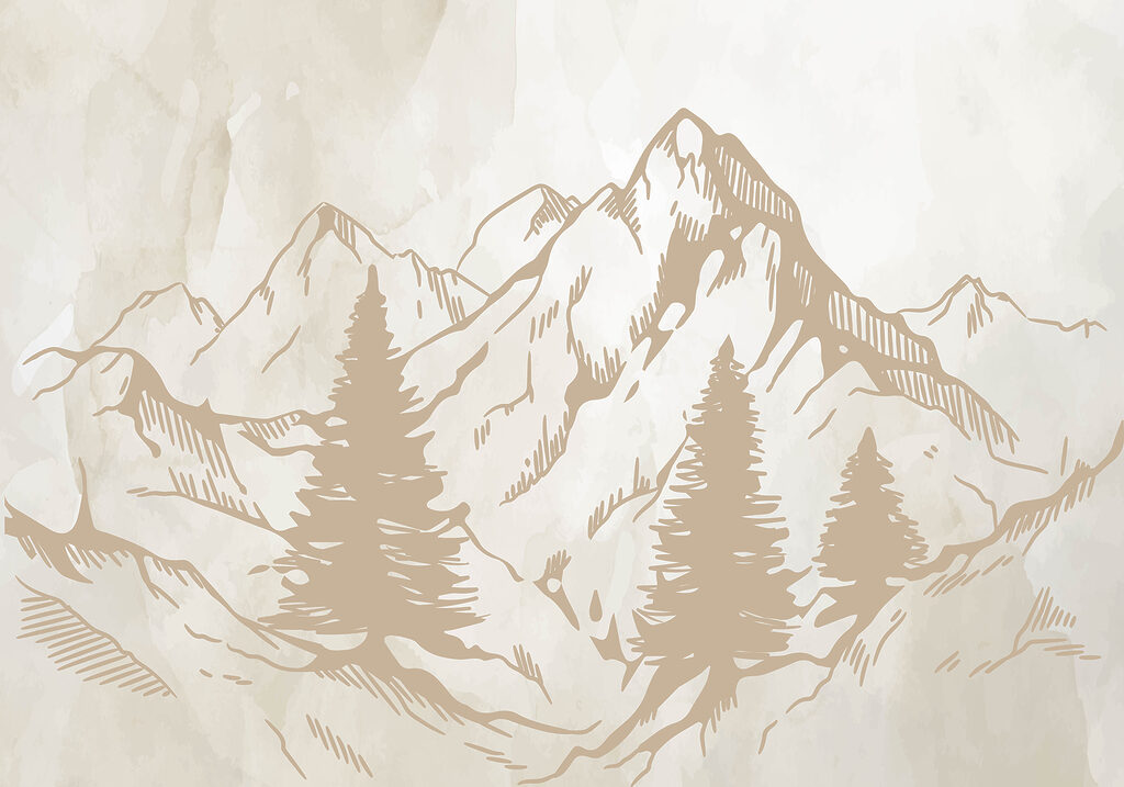 Un disegno di montagne e alberi Un disegno di montagne e alberi