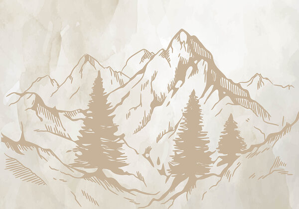 Un disegno di montagne e alberi Un disegno di montagne e alberi