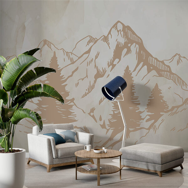 Un disegno di montagne e alberi Un disegno di montagne e alberi