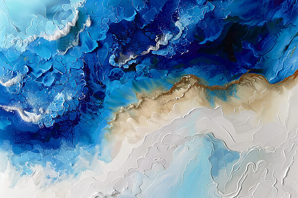 A blue and white painting