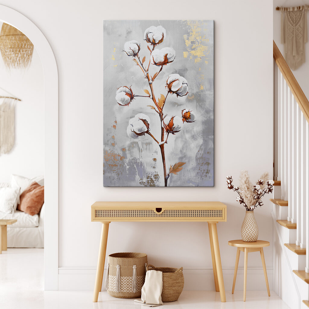 A painting of cotton flowers