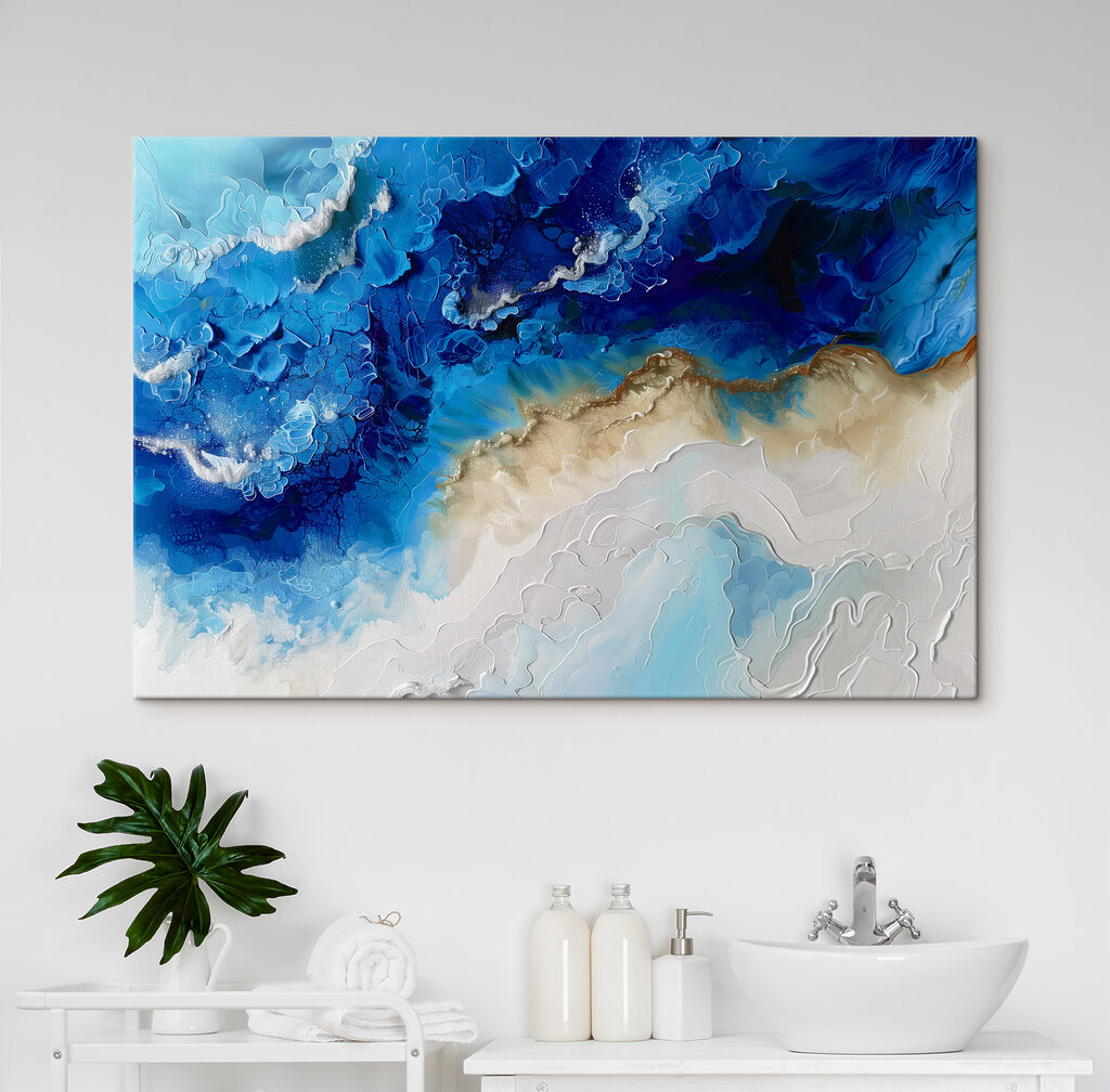 A blue and white painting