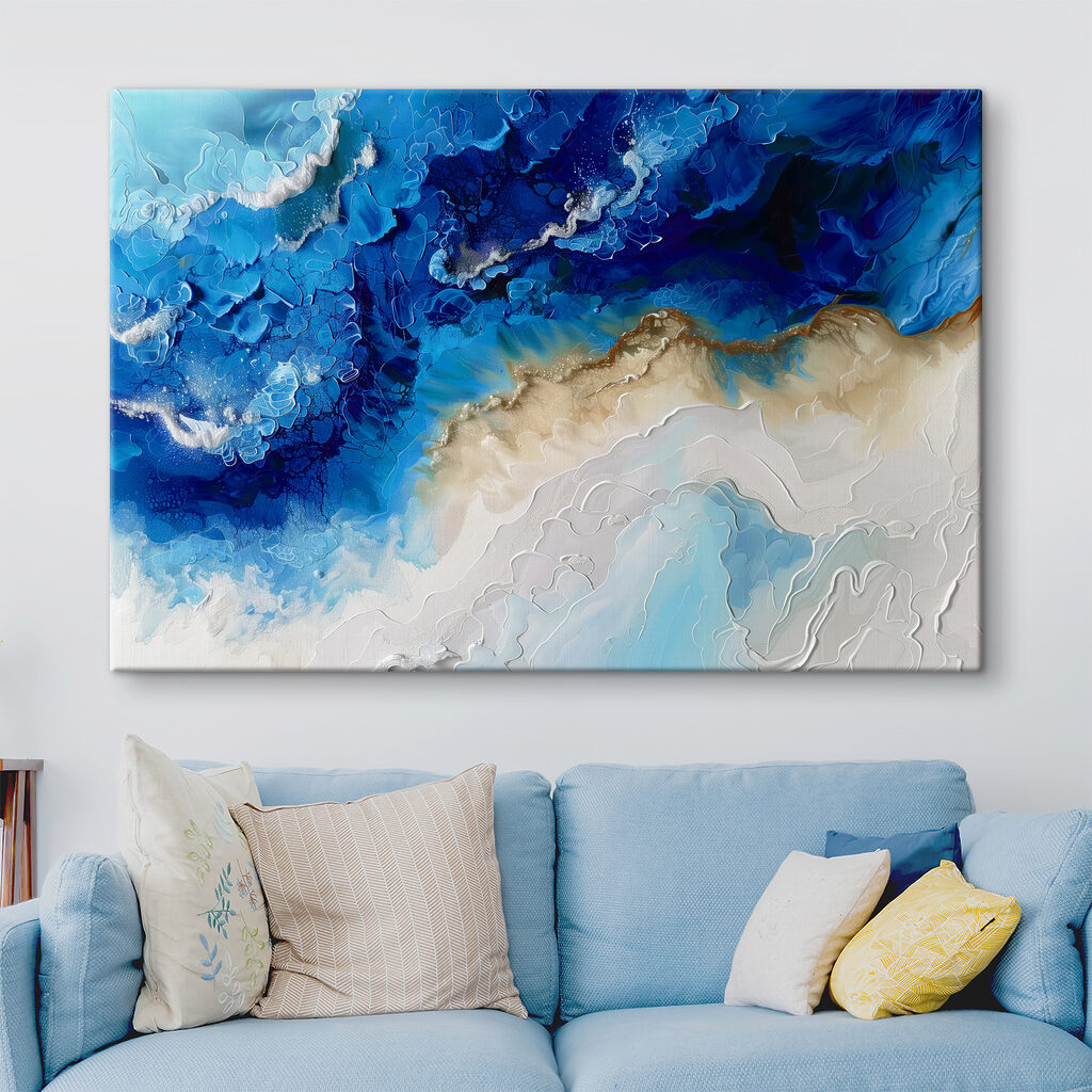 A blue and white painting