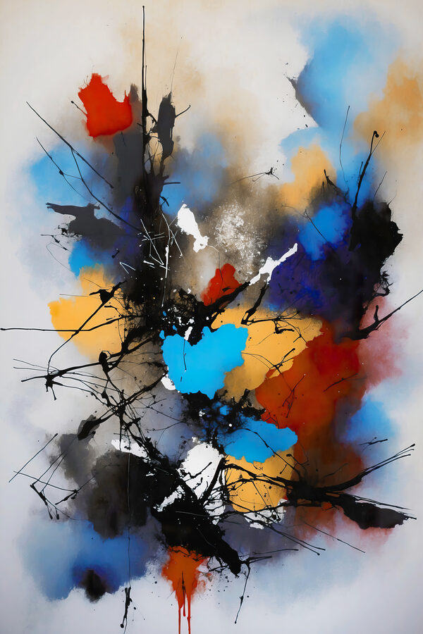 A painting of colorful paint splatters