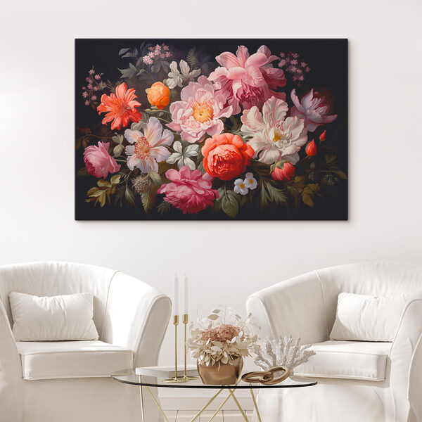 Quadri Un dipinto di fiori su sfondo nero (COD: s38721) Quadri Quadri Un dipinto di fiori su sfondo nero (COD: s38721)
