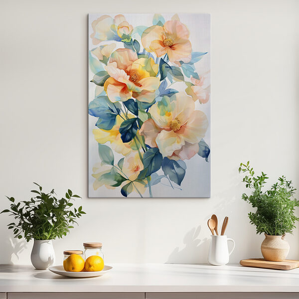 A painting of flowers and leaves A painting of flowers and leaves