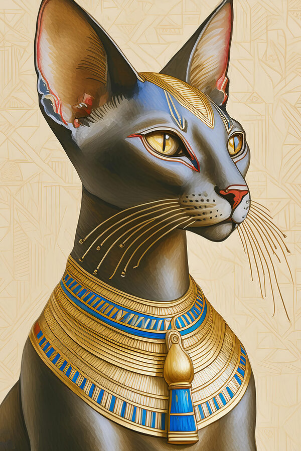 Majestic cat adorned with regal necklace Majestic cat adorned with regal necklace