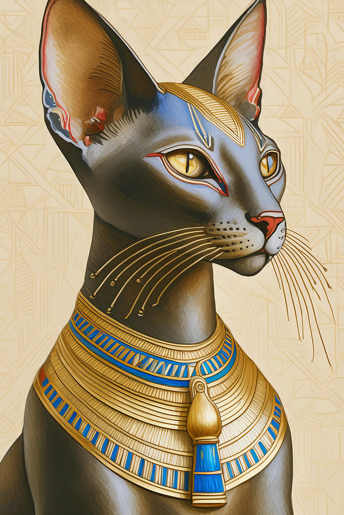 Majestic cat adorned with regal necklace Majestic cat adorned with regal necklace