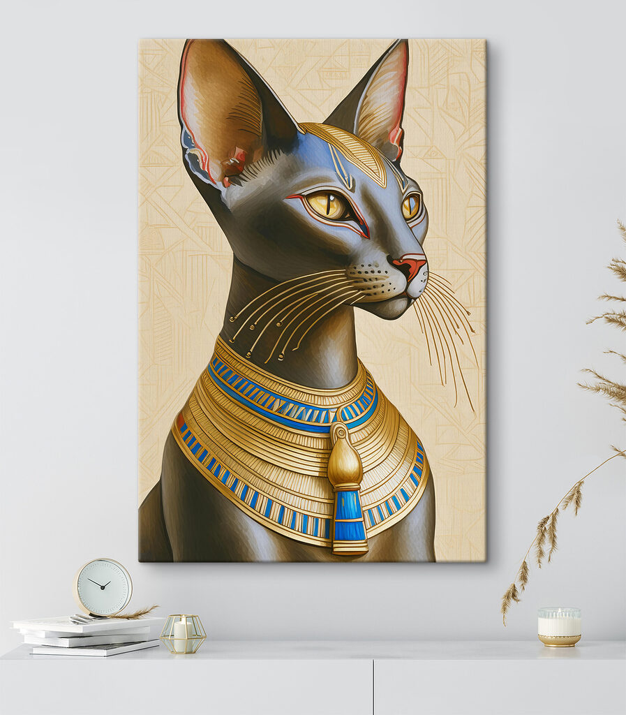 Majestic cat adorned with regal necklace Majestic cat adorned with regal necklace