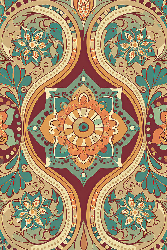 A colorful pattern with flowers A colorful pattern with flowers