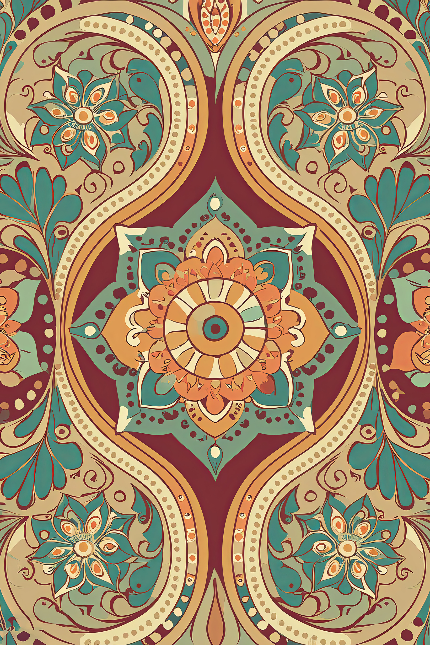 A colorful pattern with flowers A colorful pattern with flowers