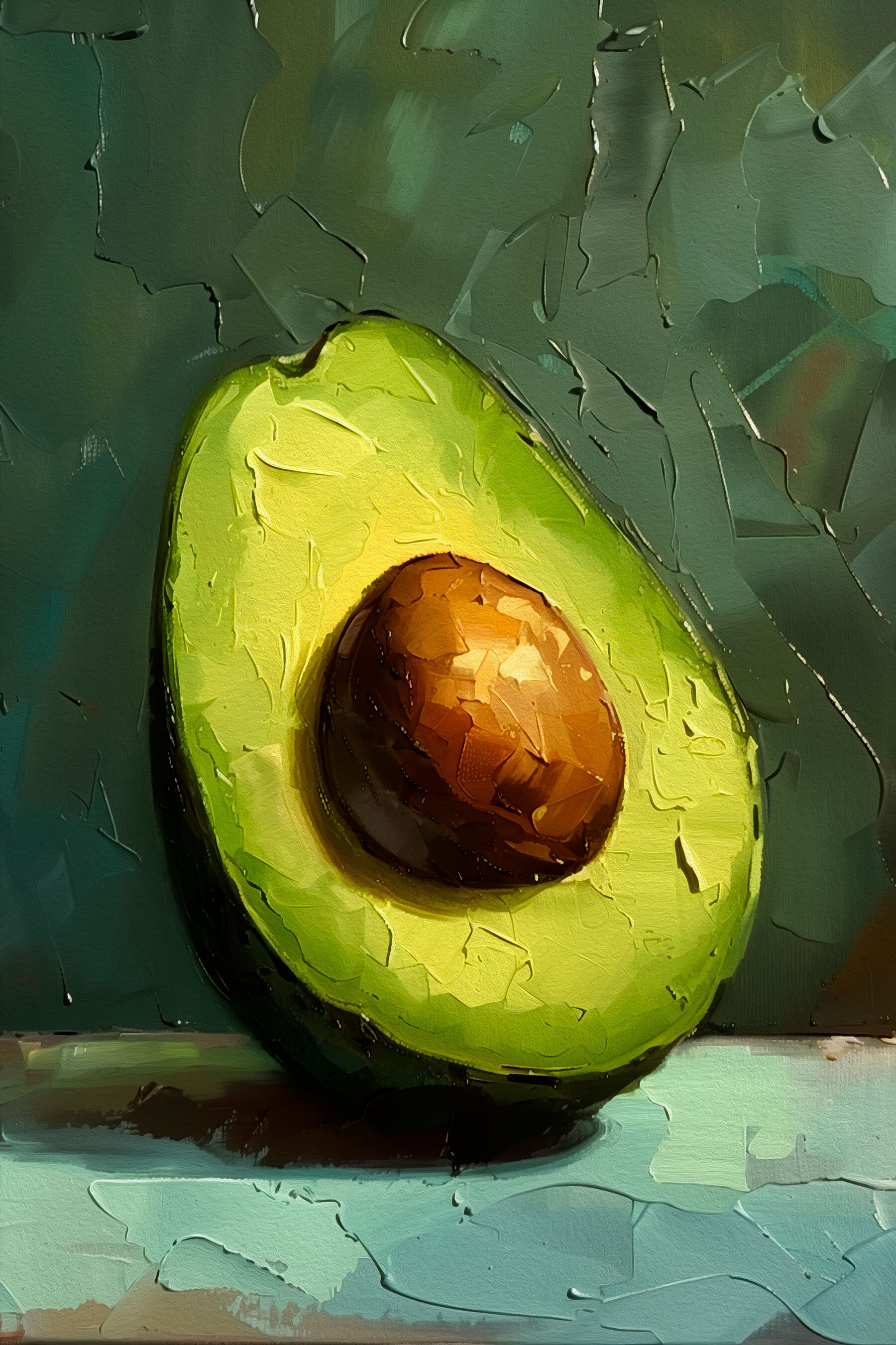 A painting of an avocado A painting of an avocado
