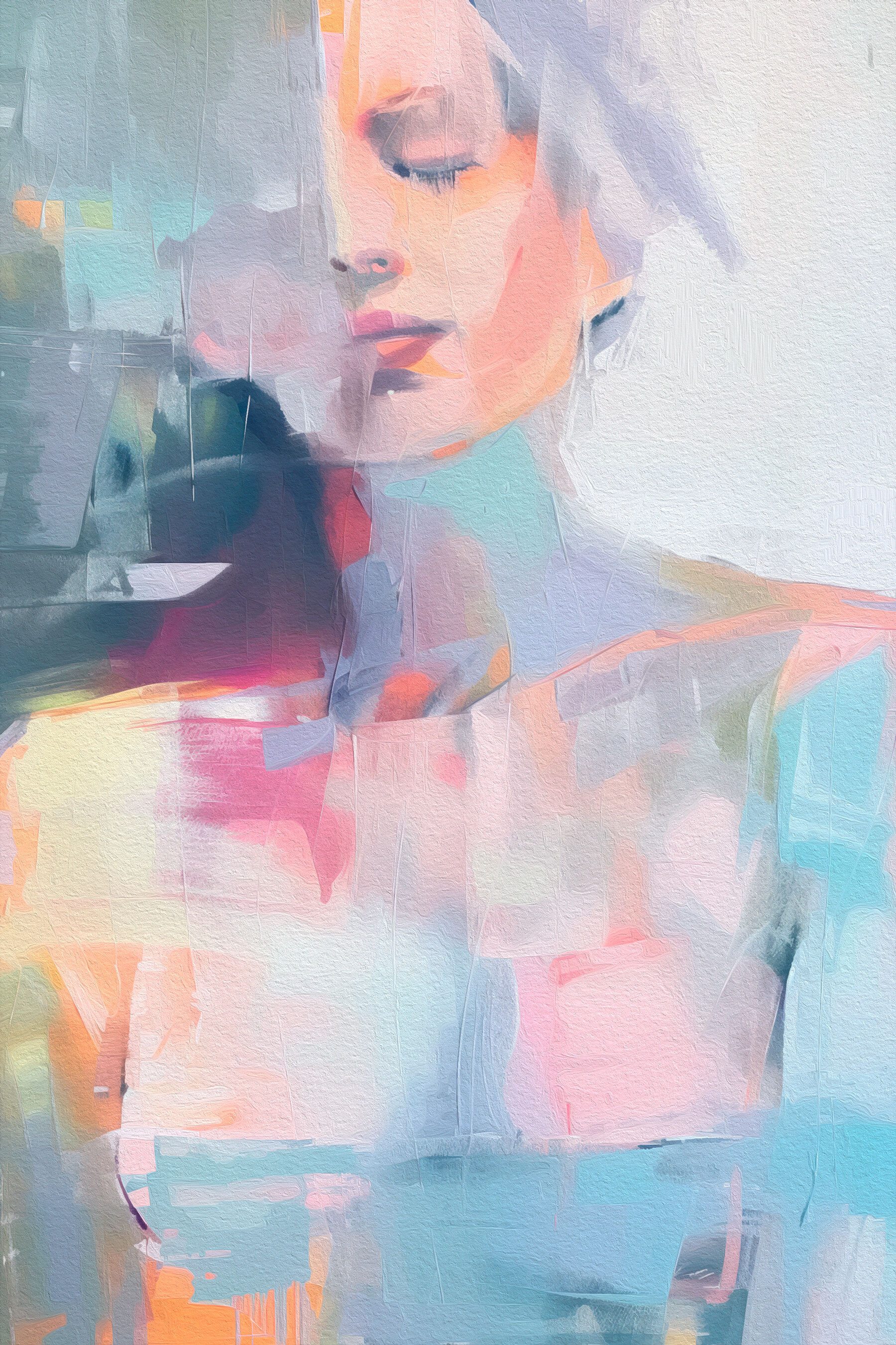 A woman's face with colorful paint A woman's face with colorful paint