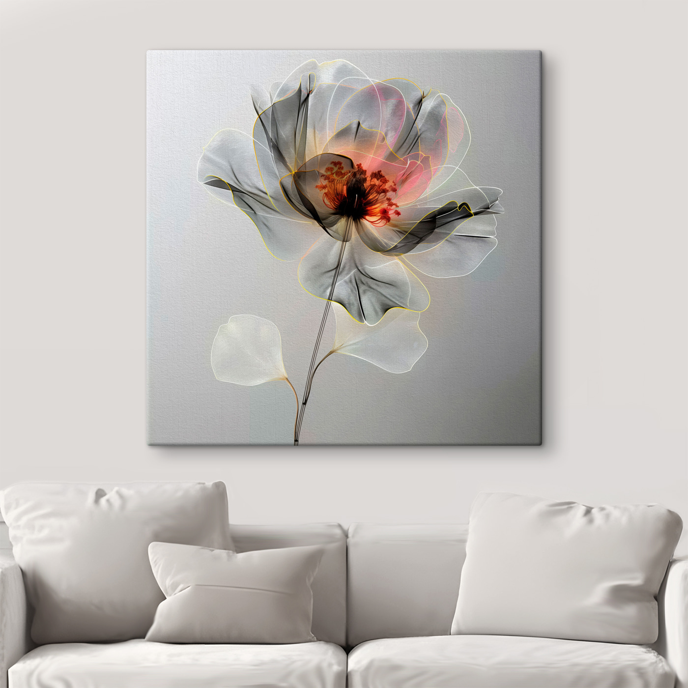 A transparent flower with a leaf