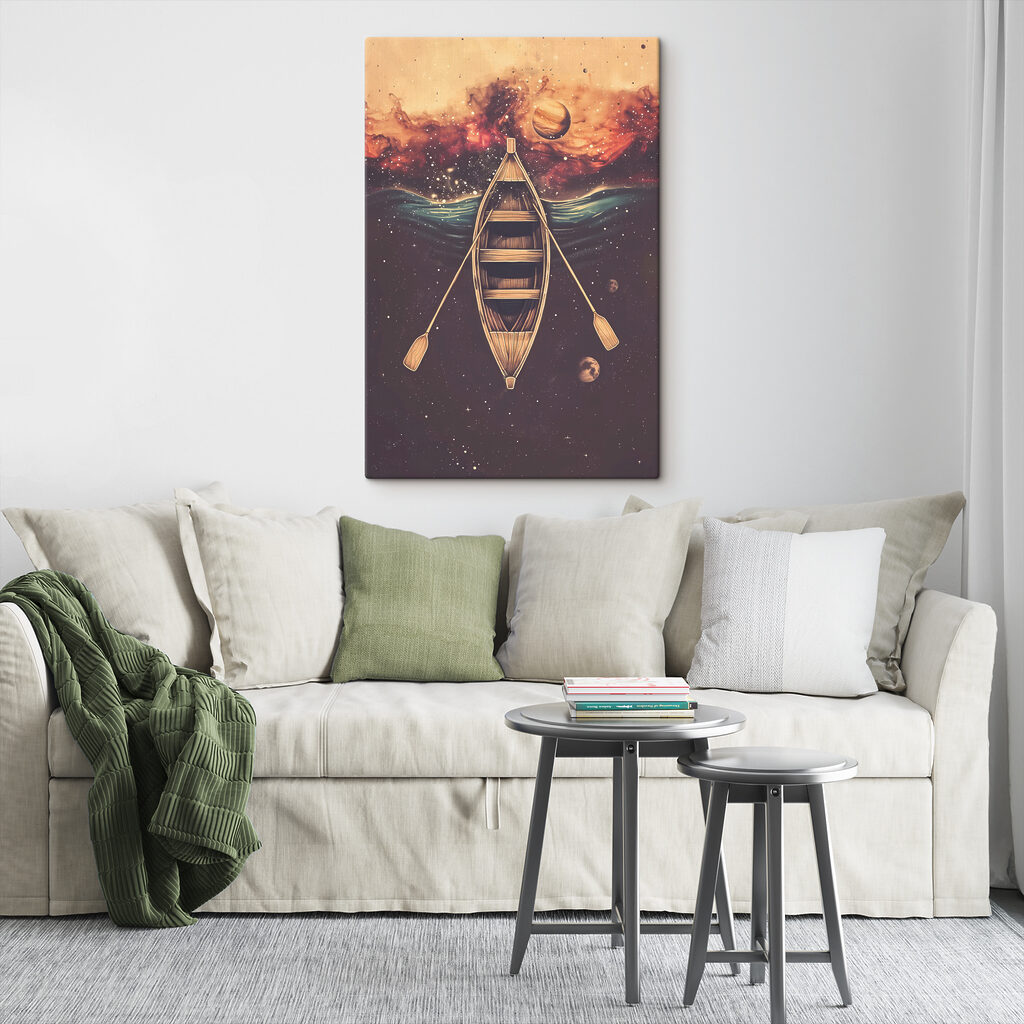 A boat with paddles in the water A boat with paddles in the water