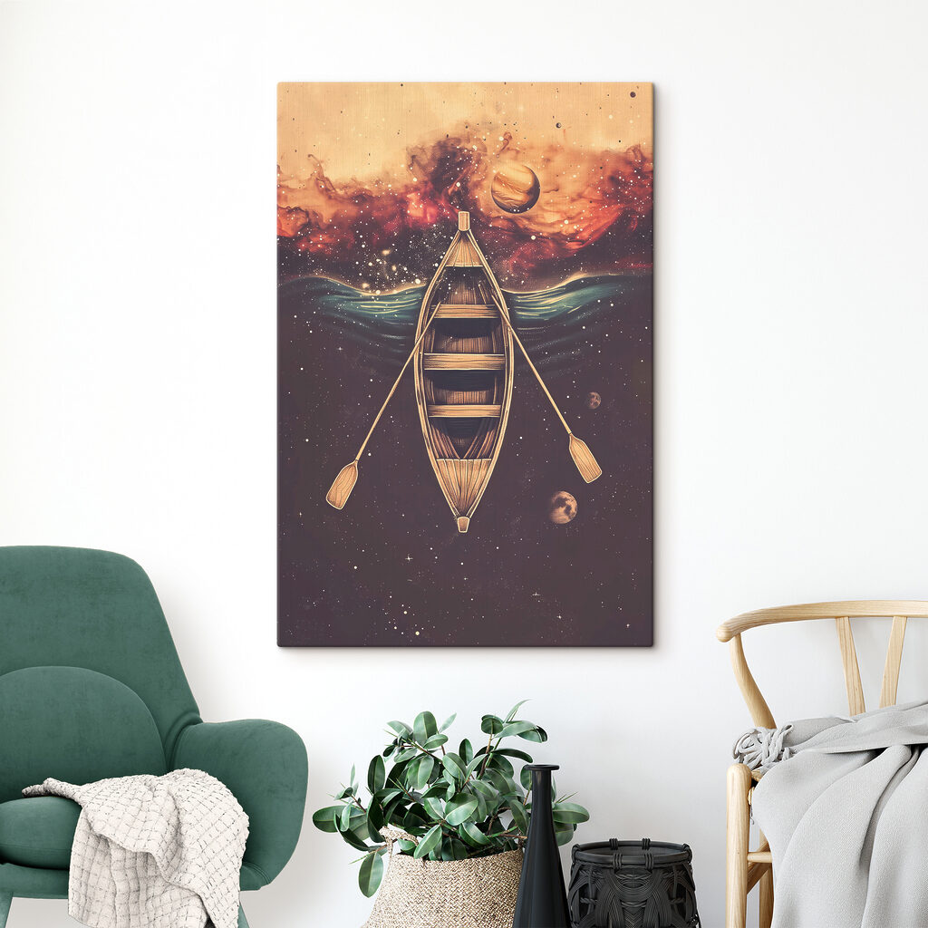 A boat with paddles in the water A boat with paddles in the water